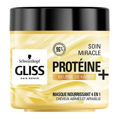SCHWARZKOPF-Gliss-Masque-Cheveux-Soin-Miracle-nourrissant-4-en-1-Cheveux-secsabîmés-400ml