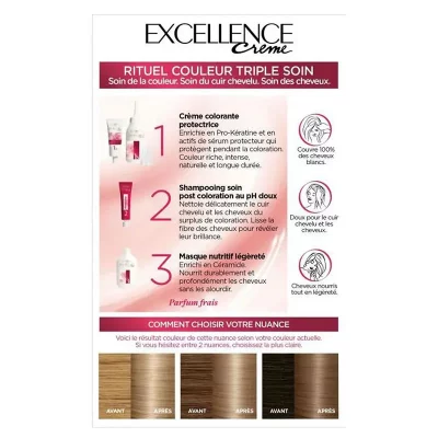 L'Oréal Paris - Excellence Crème - Coloration Permanente Triple Soin 100% Couverture Cheveux Blancs - Nuance 8,10 Blond Clair Cendré
