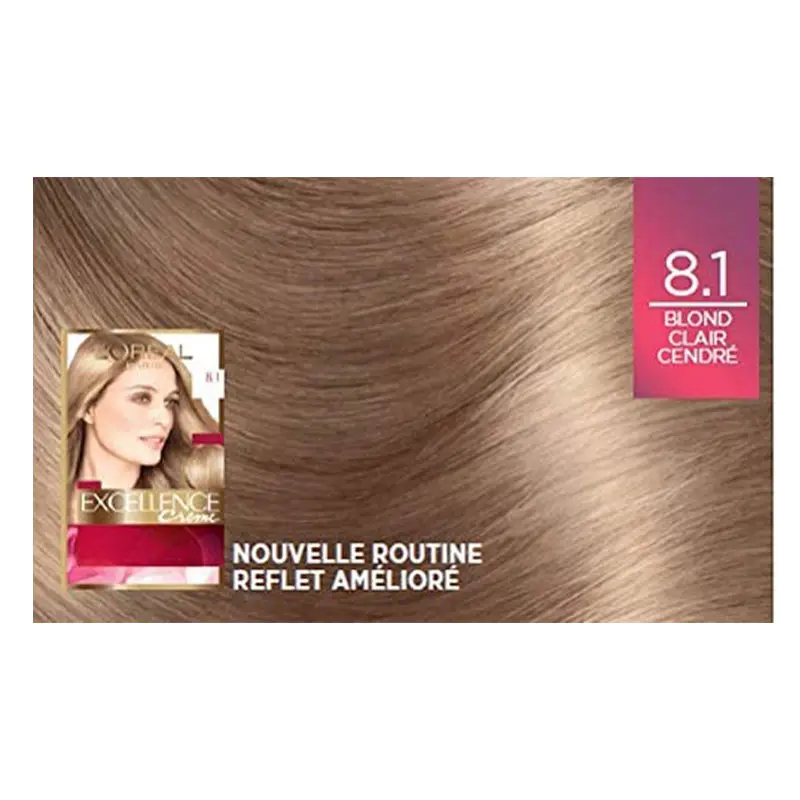 L'Oréal Paris - Excellence Crème - Coloration Permanente Triple Soin 100% Couverture Cheveux Blancs - Nuance 8,10 Blond Clair Cendré