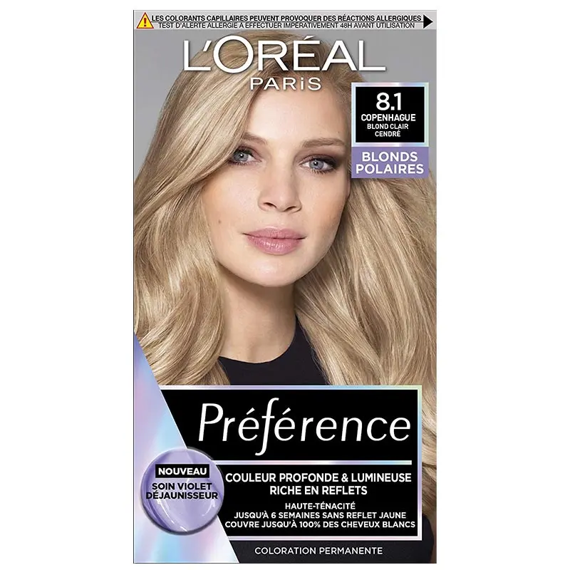L'Oréal Paris Préférence Blond Polaire Coloration Permanente Cheveux Nuance : Copenhague 8.1 Blond clair cendré 57