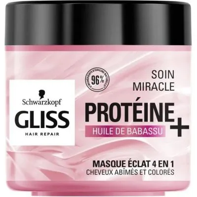 SCHWARZKOPF Gliss - Masque Soin Miracle Eclat 4 en 1 - Cheveux abîmés et colorés - 400ml