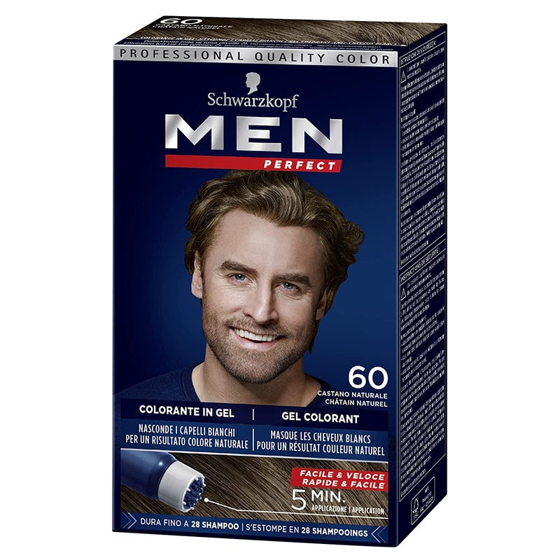 Gel colorant anti-cheveux blancs pour homme Schwarzkopf Men Perfect - Châtain naturel 60