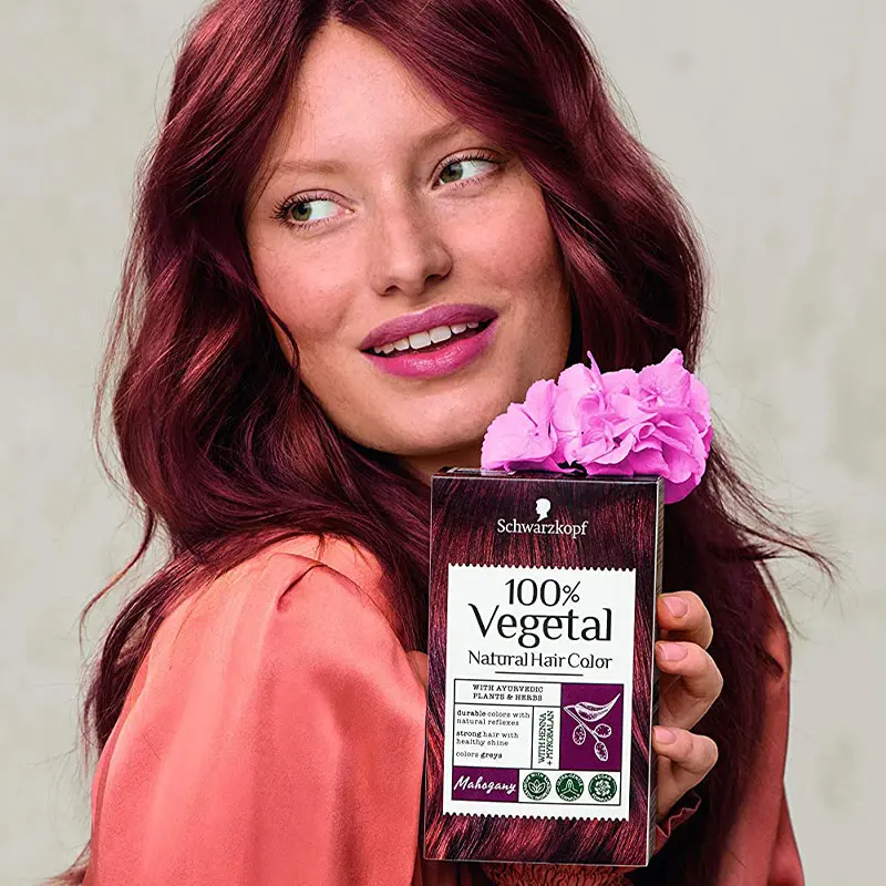 Coloration cheveux Schwarzkopf 100% végétale - Acajou - Formule vegan
