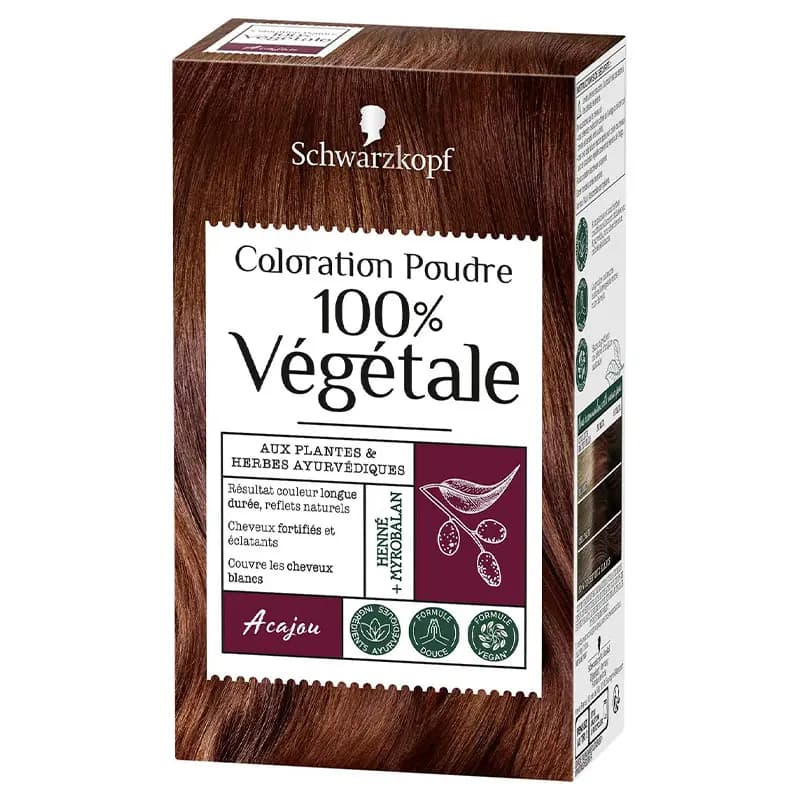 Coloration cheveux Schwarzkopf 100% végétale - Acajou - Formule vegan