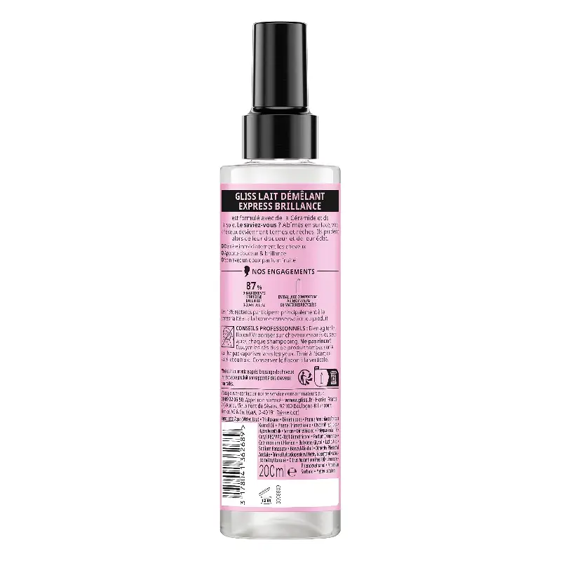 Schwarzkopf Gliss : Lait démêlant express brillance et soie liquide