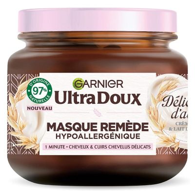 Masque Hydratant Garnier Ultra Doux - Remède Délicatesse pour Cheveux Soyeux et Hydratés