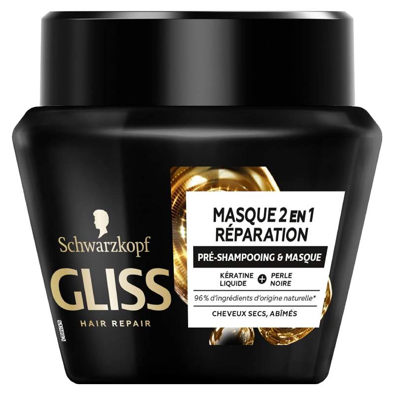 Masque Réparation 2 en 1 Schwarzkopf Gliss - Pré-Shampooing et Masque pour Cheveux Secs et Abîmés