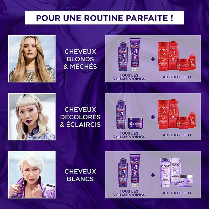 Masque Violet Déjaunisseur Elseve Color-Vive L'Oréal Paris pour Cheveux Décolorés - 250 ml