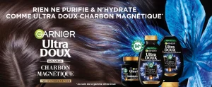 Shampooing Garnier Ultra Doux Charbon Magnétique & Fleur de Nigelle - Hydratant et Équilibrant pour Cheveux Normaux à Gras