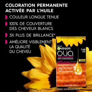 Garnier Olia Vivids - Cuivré Intense 7.40 - Coloration Permanente Sans Ammoniaque aux Huiles Naturelles de Fleurs
