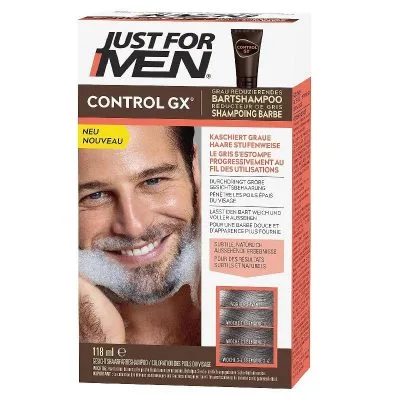 Just For Men Control GX Shampoing Barbe, Réduit Poils Blancs, Résultats Naturels, 118 ml