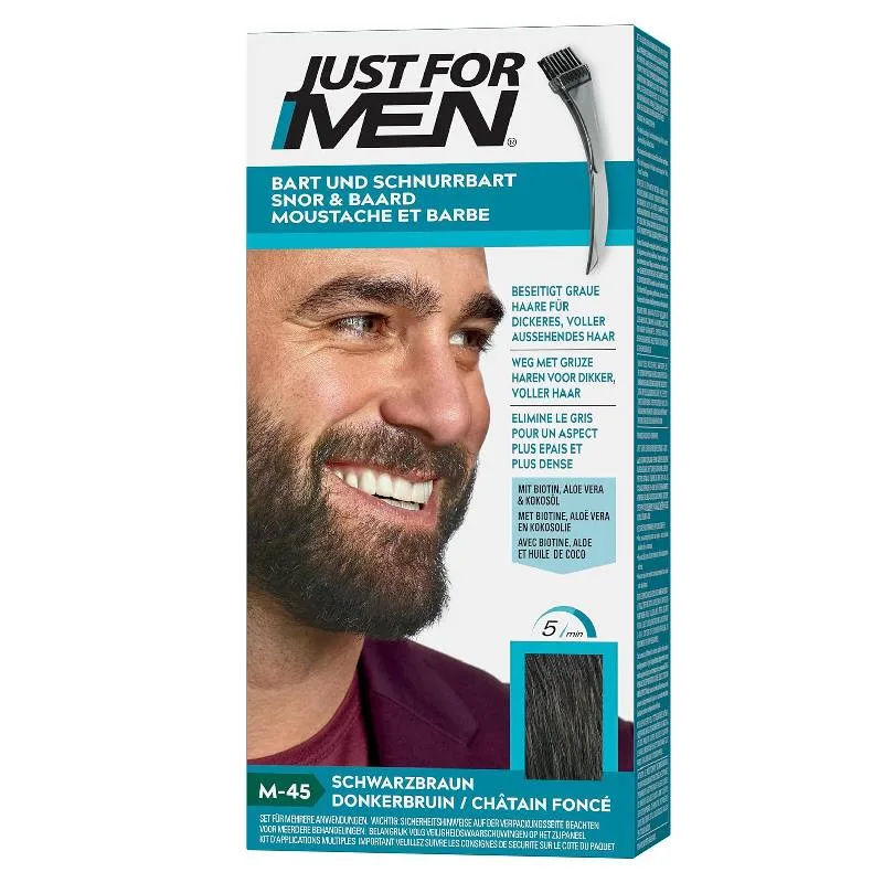 Just For Men Teinture Barbe Châtain Foncé - Élimine les Poils Blancs - M45