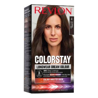 Revlon ColorStay Coloration Permanente, N°4 Châtain Foncé, Couvre 100% des Cheveux Blancs