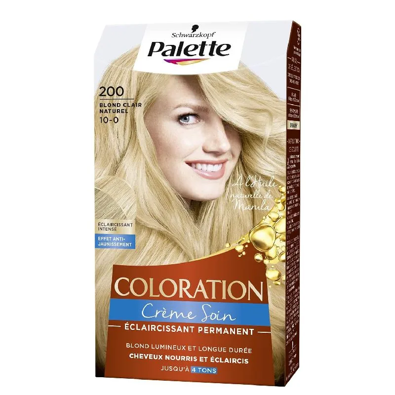 Schwarzkopf Palette - Coloration Permanente Blond Clair Naturel 200 - 100% Couverture des Cheveux Blancs