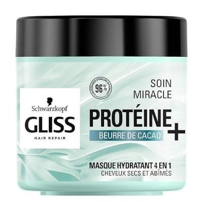 Schwarzkopf Gliss Soin Miracle Masque Hydratant 4 en 1 - Protéine - Beurre de caco - 400ml