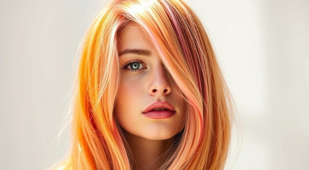 A captivating portrait showcasing the latest seasonal hair color trends. The subject's hair is expertly styled, with vibrant hues that seamlessly blend warm and cool tones, reflecting the changing seasons. Soft, natural lighting accentuates the dimensional color, creating a luminous, ethereal effect. The model's expression conveys a sense of confidence and individuality, embodying the essence of the article's theme. The composition is well-balanced, with the subject's face and hair occupying the foreground, against a slightly blurred, minimalist background that allows the focus to remain on the stunning color palette. A captivating portrait showcasing the latest seasonal hair color trends. The subject's hair is expertly styled, with vibrant hues that seamlessly blend warm and cool tones, reflecting the changing seasons. Soft, natural lighting accentuates the dimensional color, creating a luminous, ethereal effect. The model's expression conveys a sense of confidence and individuality, embodying the essence of the article's theme. The composition is well-balanced, with the subject's face and hair occupying the foreground, against a slightly blurred, minimalist background that allows the focus to remain on the stunning color palette.
