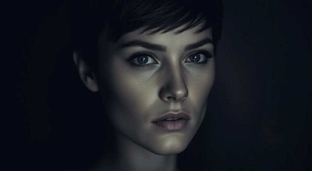 A close-up portrait of a woman with a short, stylish pixie haircut in a striking monochrome color scheme. The lighting is soft and diffused, creating a moody, atmospheric feel. The subject's gaze is direct and confident, drawing the viewer's attention to the intricate details of the hairstyle. The background is subtly blurred, keeping the focus on the subject's face and hair. The overall aesthetic evokes a sense of timeless elegance and sophistication, perfectly capturing the essence of the "coupe pixie coloration monochrome" described in the section title. A close-up portrait of a woman with a short, stylish pixie haircut in a striking monochrome color scheme. The lighting is soft and diffused, creating a moody, atmospheric feel. The subject's gaze is direct and confident, drawing the viewer's attention to the intricate details of the hairstyle. The background is subtly blurred, keeping the focus on the subject's face and hair. The overall aesthetic evokes a sense of timeless elegance and sophistication, perfectly capturing the essence of the "coupe pixie coloration monochrome" described in the section title.