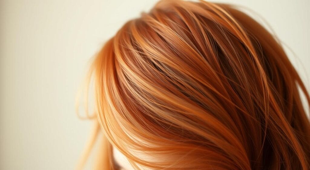 A closeup view of a person's head, with their vibrant, fiery red hair taking up the foreground. The hair is styled in a natural, effortless manner, with soft waves and gentle highlights that catch the light. The background is blurred, creating a sense of focus on the hair as the central subject. The lighting is soft and diffused, creating a warm, glowing effect that enhances the richness of the red hues. The overall mood is one of confidence and natural beauty, reflecting the subject's comfort in their new hair color. A closeup view of a person's head, with their vibrant, fiery red hair taking up the foreground. The hair is styled in a natural, effortless manner, with soft waves and gentle highlights that catch the light. The background is blurred, creating a sense of focus on the hair as the central subject. The lighting is soft and diffused, creating a warm, glowing effect that enhances the richness of the red hues. The overall mood is one of confidence and natural beauty, reflecting the subject's comfort in their new hair color.