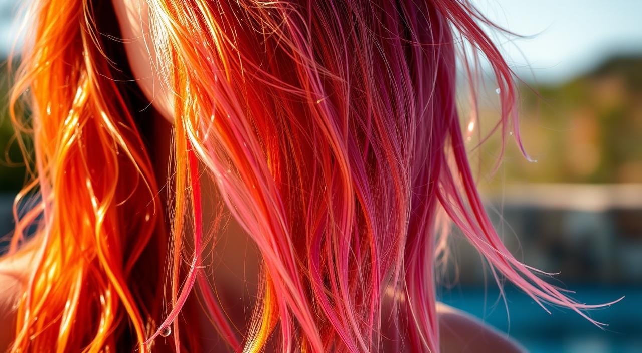cheveux colorés ternes piscine