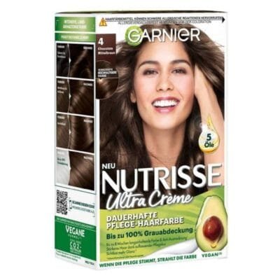 Garnier Nutrisse Ultra Crème 4 Cacao Châtain - Coloration Permanente avec Nutrition Profonde