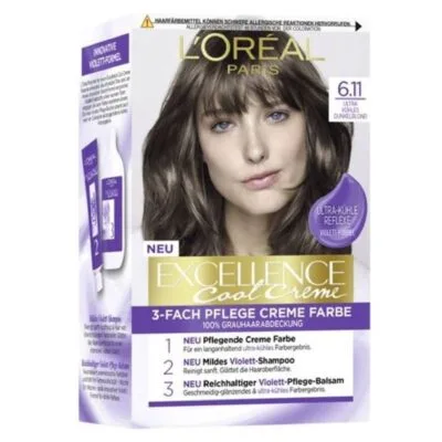 L'Oréal Paris Excellence Cool Crème 611 Blond Cendré Foncé - Coloration Permanente avec Reflets Froids