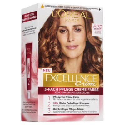 L'Oréal Paris Excellence Crème 6.32 Blond Foncé Ensoleillé - Coloration Permanente, Couleur éclatante et cheveux nourris