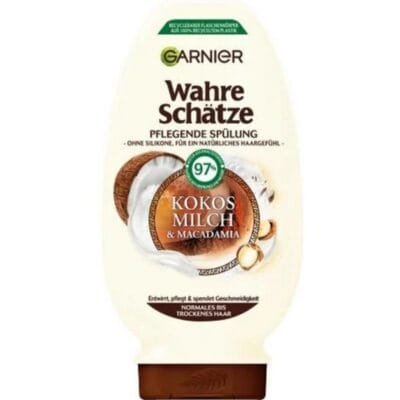 Garnier Ultra Doux Après-Shampooing Nourrissant Lait de Coco et Macadamia - Nutrition intense pour des cheveux doux et soyeux