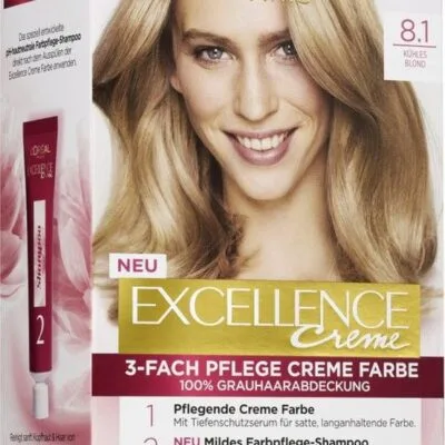 L'Oréal Paris Excellence Crème 8.1 Blond Clair Cendré - Coloration Permanente, Couverture parfaite des cheveux blancs