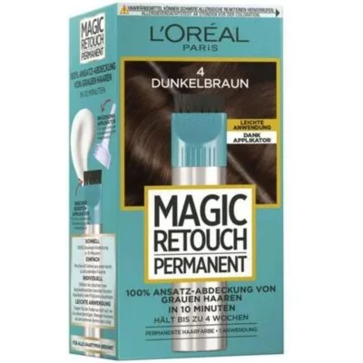 L'Oréal Paris Magic Retouch Permanent Châtain Foncé 4 - Coloration Temporaire Résistante à l'Eau