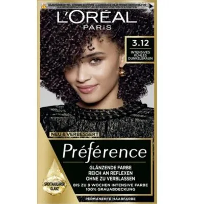 L'Oréal Paris Préférence 312 Châtain Foncé Froid Intense - Coloration Permanente aux Reflets Froids