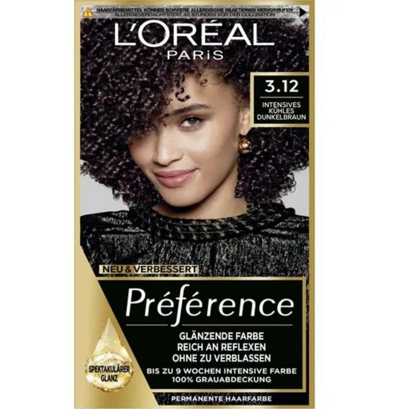 L'Oréal Paris Préférence 312 Châtain Foncé Froid Intense - Coloration Permanente aux Reflets Froids