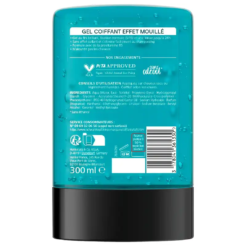Schwarzkopf Taft Gel coiffant Effet Mouillé Fixation Forte 3 - 300 ml