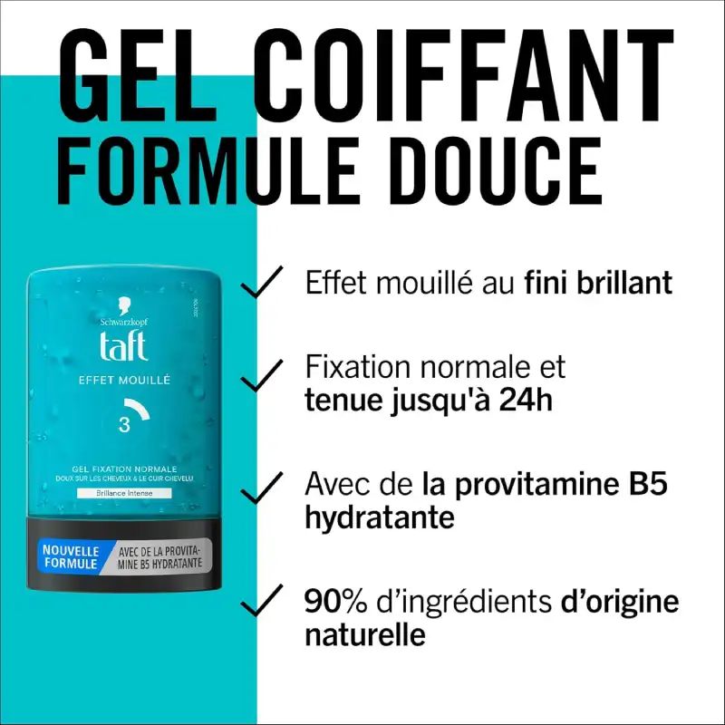 Schwarzkopf Taft Gel coiffant Effet Mouillé Fixation Forte 3 - 300 ml